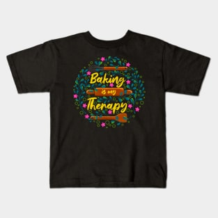 Baking is My Therapy Kids T-Shirt